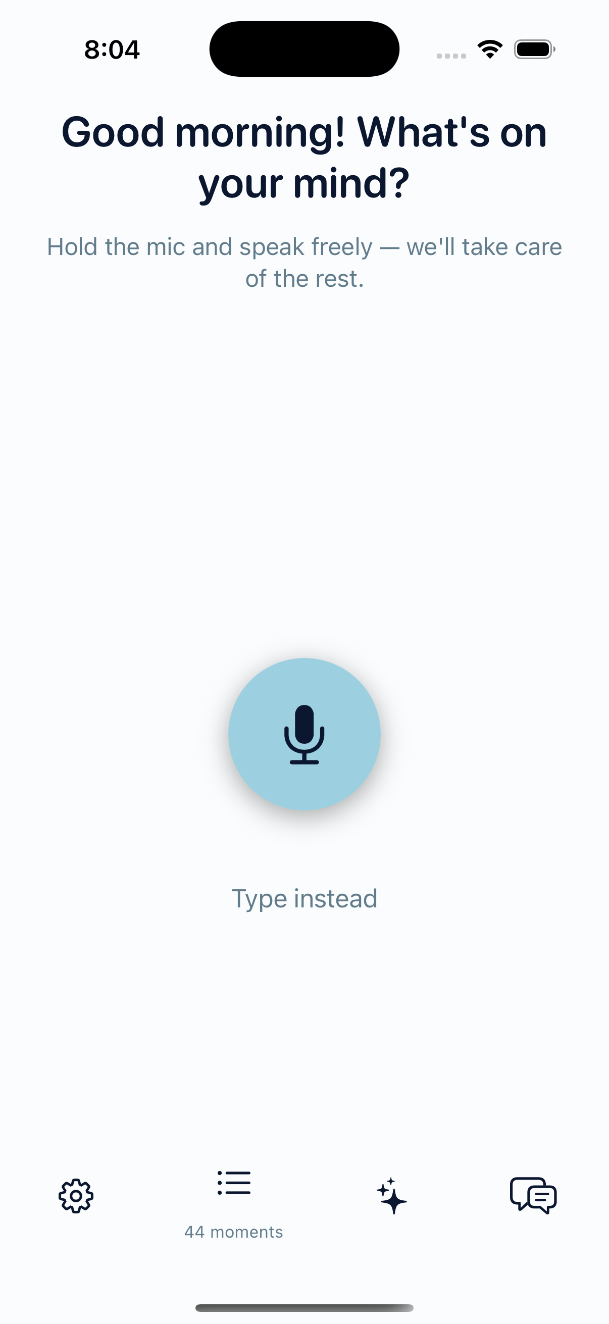 Voice capture interface for micro journaling